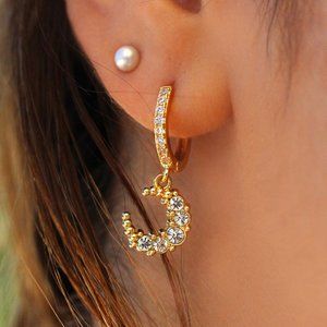 Elegant Moon Cubic Zirconia Cuff Earrings